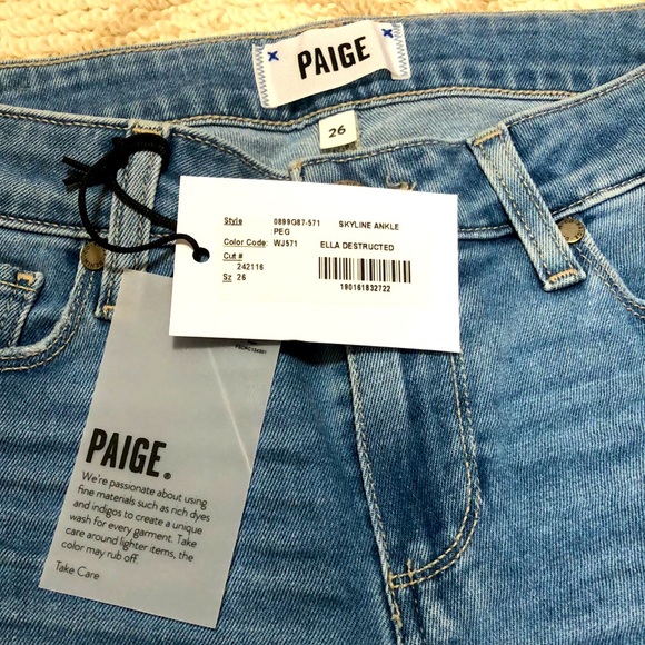 PAIGE Skyline Ankle Peg Jeans - ELLA DESTRUCTED - Picture 2 of 3